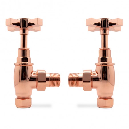 Angled Copper Cross Head Traditional Radiator Valves