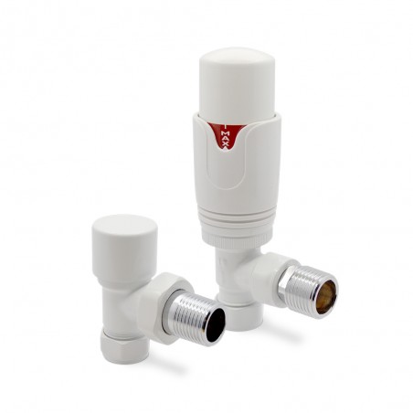 White Thermostatic Radiator Valves Angled