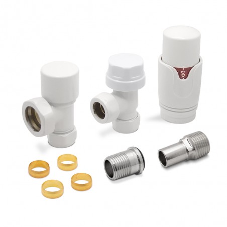 White Thermostatic Radiator Valves Angled