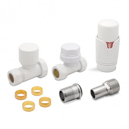 White Thermostatic Radiator Valves Straight