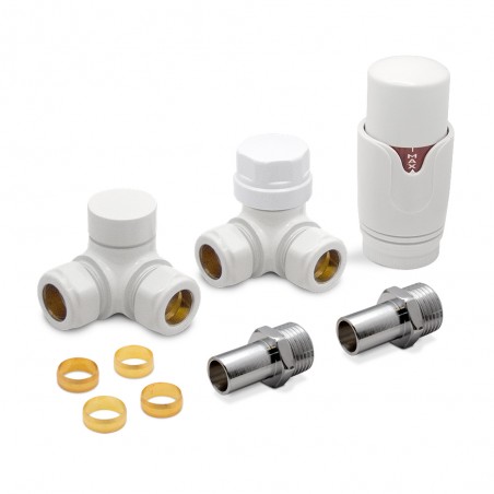 White Thermostatic Radiator Valves Corner