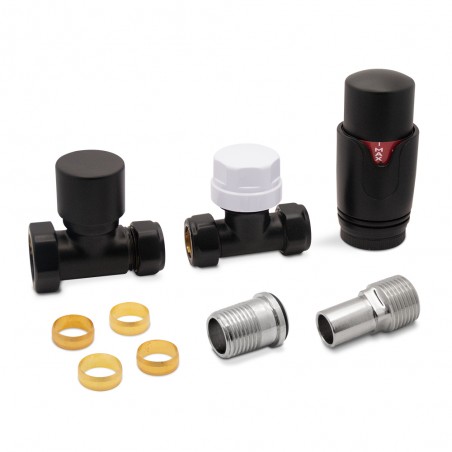 Black Thermostatic Radiator Valves Straight