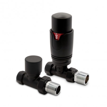 Black Thermostatic Radiator Valves Straight