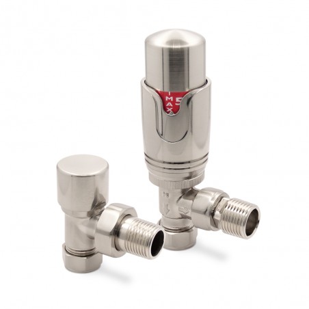 Brushed Nickel Thermostatic Radiator Valves Angled