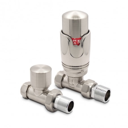 Brushed Nickel Thermostatic Radiator Valves Straight