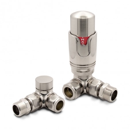 Brushed Nickel Thermostatic Radiator Valves Corner