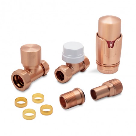 Brushed Copper Thermostatic Radiator Valves Straight