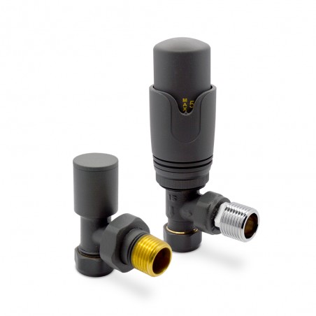 Anthracite Thermostatic Radiator Valves Angled