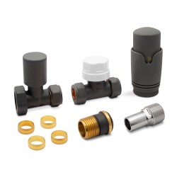 Anthracite Thermostatic Radiator Valves Straight Components
