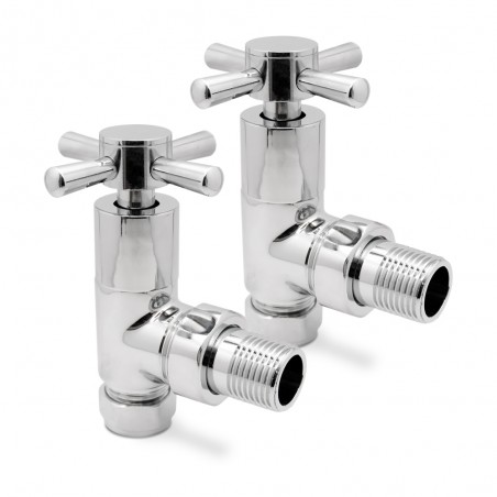 Chrome Cross Head Traditional Radiator Valves Angled