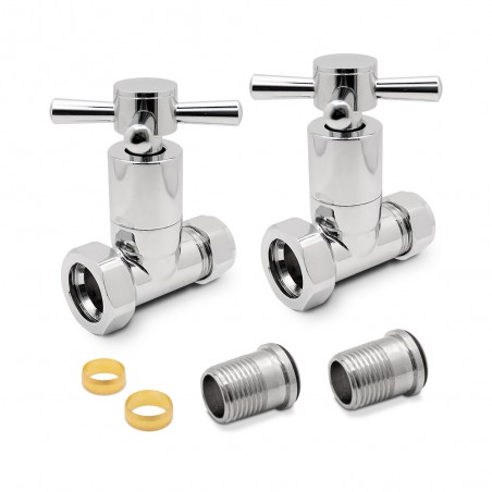 Chrome Cross Head Traditional Radiator Valves Straight