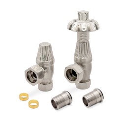 Brushed Nickel Traditional Thermostatic Radiator Valves Angled Components
