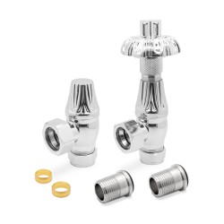 Chrome Traditional Thermostatic Radiator Valves Angled Components