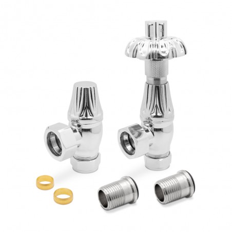 Chrome Traditional Thermostatic Radiator Valves Angled