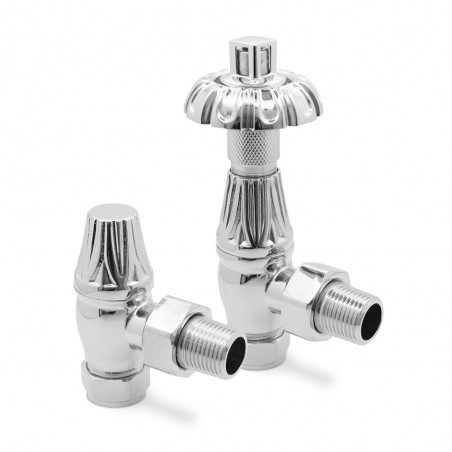 Chrome Traditional Thermostatic Radiator Valves Angled