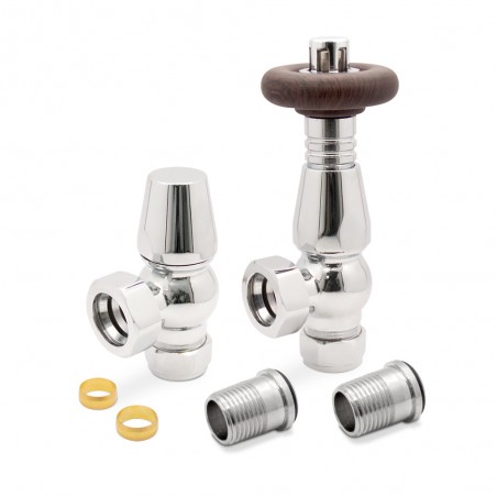 Chrome Traditional Thermostatic Radiator Valves Angled