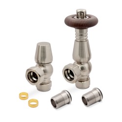 Brushed Nickel Traditional Thermostatic Radiator Valves Angled