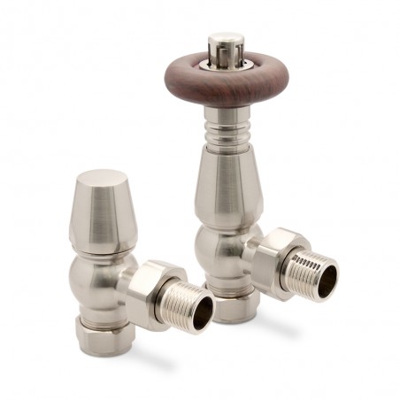 Brushed Nickel Traditional Thermostatic Radiator Valves Angled