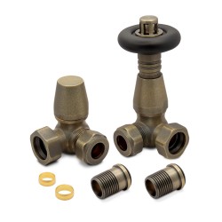 Antique Bronze Traditional (Black Top) Thermostatic Radiator Valves Corner Components
