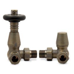 Antique Bronze Traditional (Black Top) Thermostatic Radiator Valves Corner