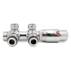 Twin Connection Chrome Thermostatic Radiator Valve Angled