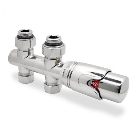 Twin Connection Chrome Thermostatic Radiator Valve Straight