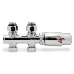 Twin Connection Chrome Thermostatic Radiator Valve Straight