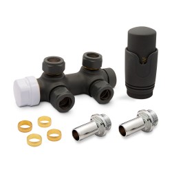 Twin Connection Anthracite Thermostatic Angled Radiator Valve Components