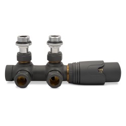 Twin Connection Anthracite Thermostatic Angled Radiator Valve