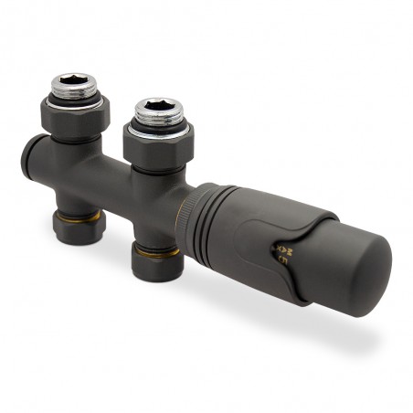 Twin Connection Anthracite Thermostatic Radiator Valve Straight