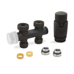 Twin Connection Anthracite Thermostatic Radiator Valve Straight