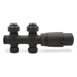 Twin Connection Anthracite Thermostatic Radiator Valve Straight