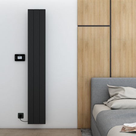 Carisa Boreas M Black Aluminium Electric Radiator - 276 x 1800mm - 1500W