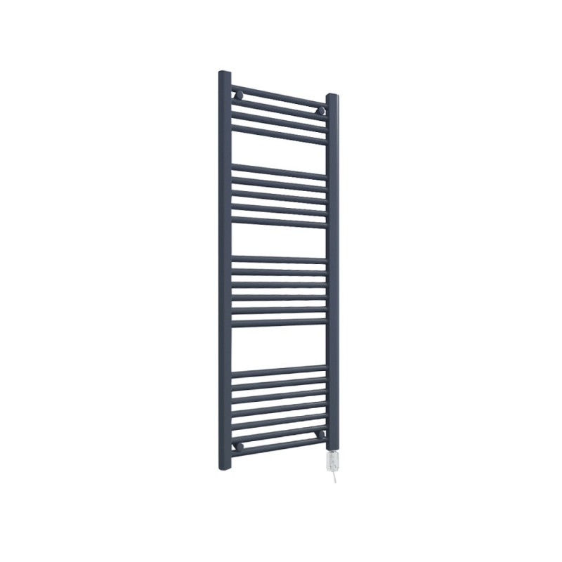 Straight Anthracite Towel Rail - 400 x 1200mm - 300w Thermostatic Option