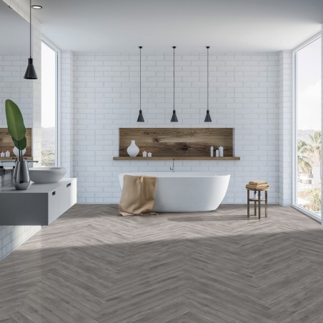 Kraus Rigid Core Herringbone Luxury Vinyl Tiles - Brampton Grey - Insitu