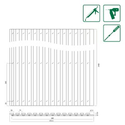 Kraus Refined Living Natural Oak Acoustic Wall Panel - 573mm x 2400mm - Technical Drawing