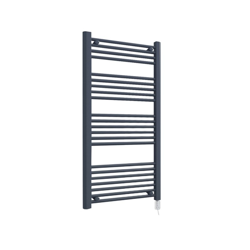 Straight Anthracite Towel Rail - 600 x 1200mm - 600w Thermostatic Option