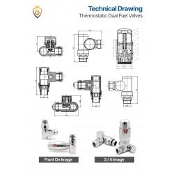 Thermostatic Dual Fuel Radiator Valves Technical Drawing