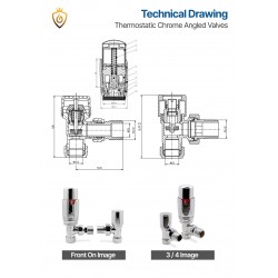 Angled Chrome Thermostatic Radiator Valves - Technical Drawing