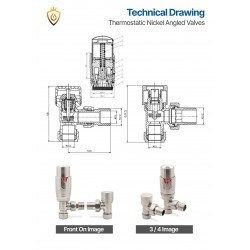 Angled Brushed Nickel Thermostatic Radiator Valves - Technical Drawing