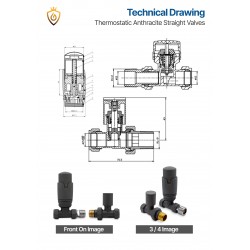 Straight Anthracite Thermostatic Radiator Valves - Technical Drawing
