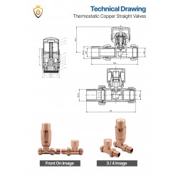 Copper Thermostatic Radiator Valves Straight - Technical Drawing