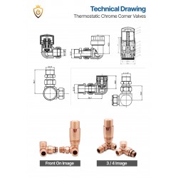 Copper Thermostatic Radiator Valves Corner - Technical Drawing