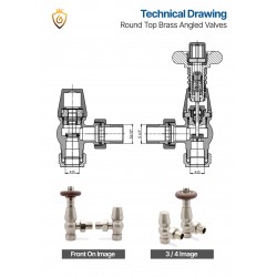 Brushed Nickel Traditional Valves Angled Technical Drawing