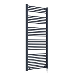 Straight Anthracite Towel Rail - 600 x 1600mm - 600w Thermostatic Option