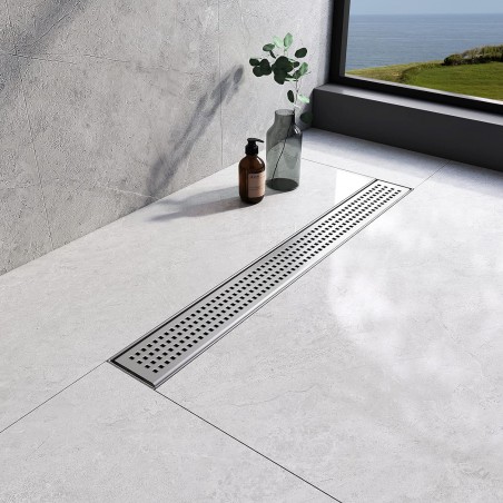 Square Patterned Rectangular Stainless Steel Wet Room Drains