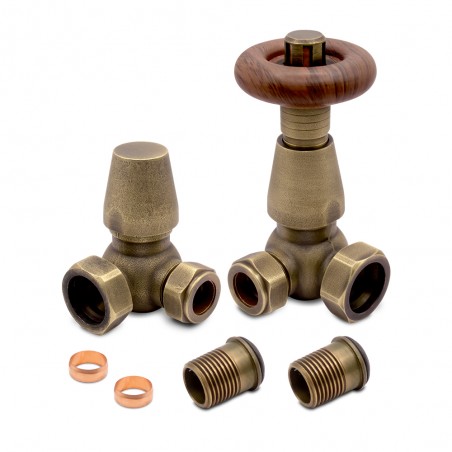 Antique Brass Traditional Thermostatic Radiator Valves Corner