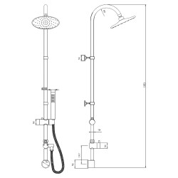 Destiny Shower Kit with Concealed Outlet Elbow - Technical Drawing