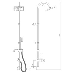 Worth Shower Kit With Concealed Outlet Elbow - Technical Drawing