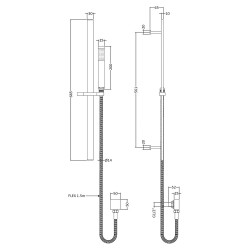 Chrome Rectangular Slide Rail Kit - Technical Drawing